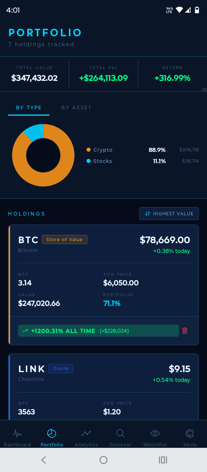 Vaelox Portfolio Screen
